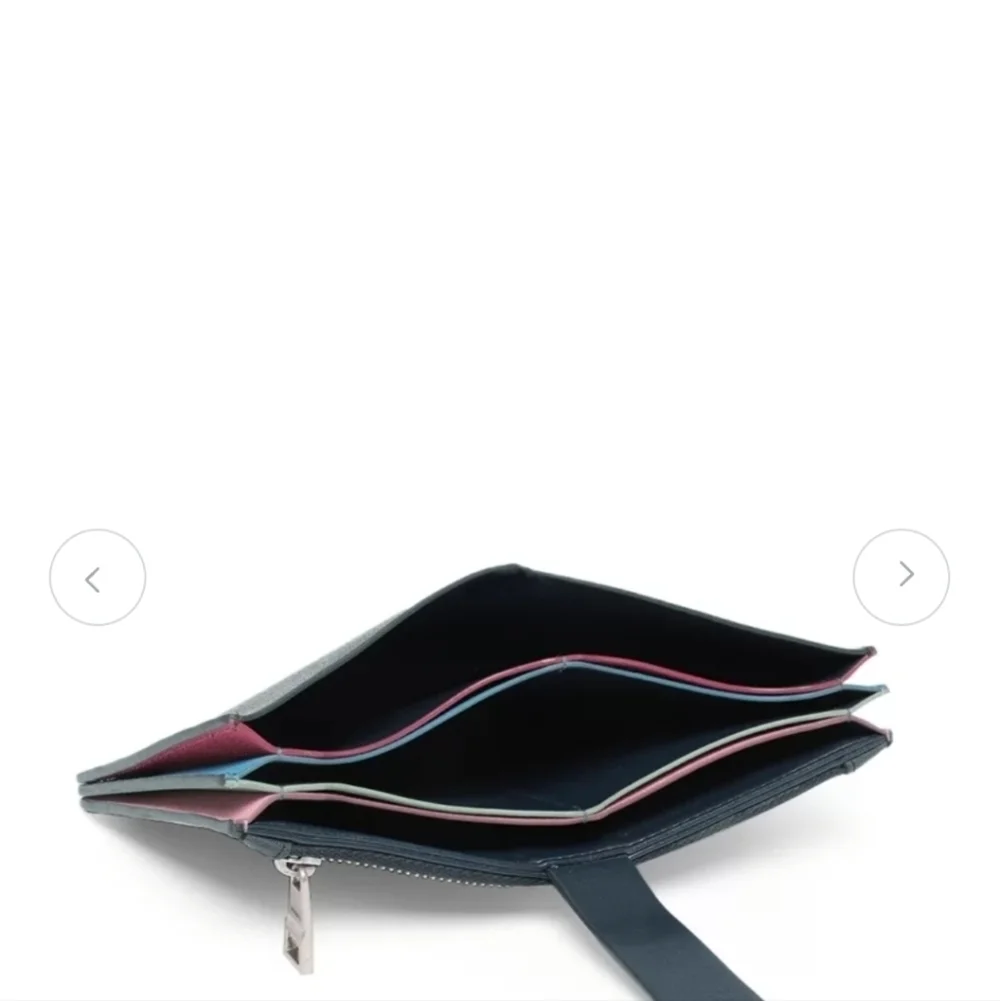 Fossil Vale Medium Leather Tab Wallet Midnight Navy